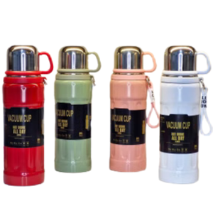 فلاسک فلزی ۸۰۰ میلی‌لیتری رنگی مدل Vacuum Cup با بند حمل